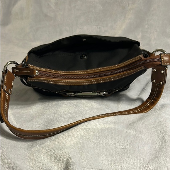 CHAPS Black and Brown Shoulder Bag with Silver Toned Buckle - Picture 6 of 10